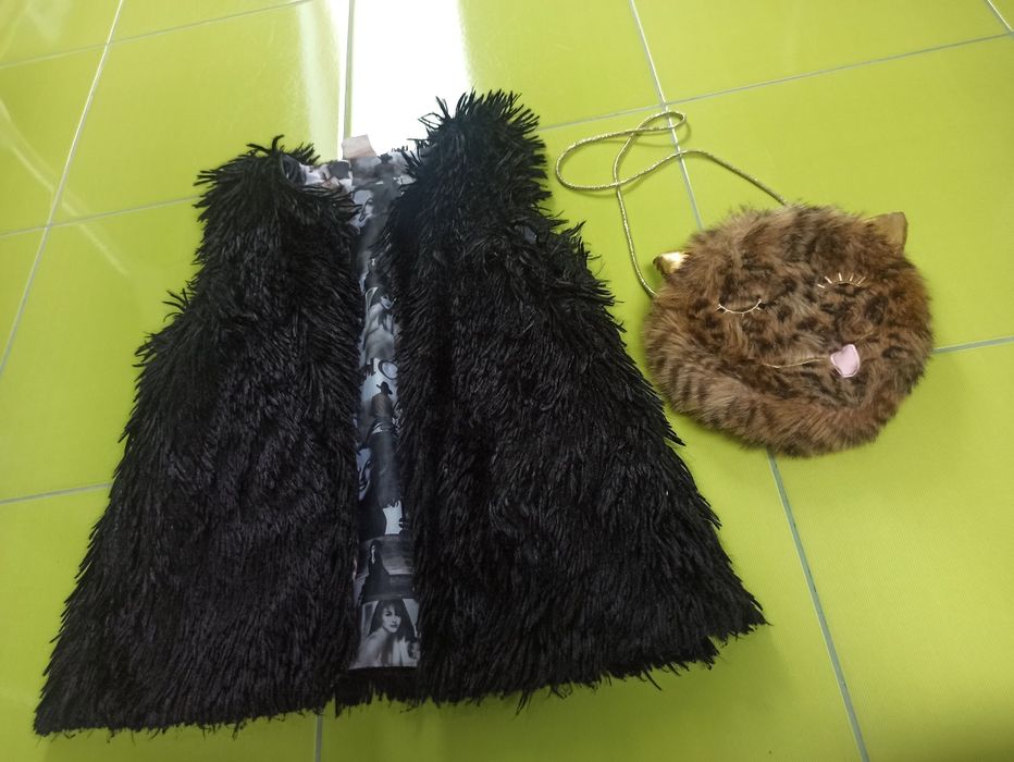 Futrzany zestaw - kamizelka + torebka dla dziewczynki