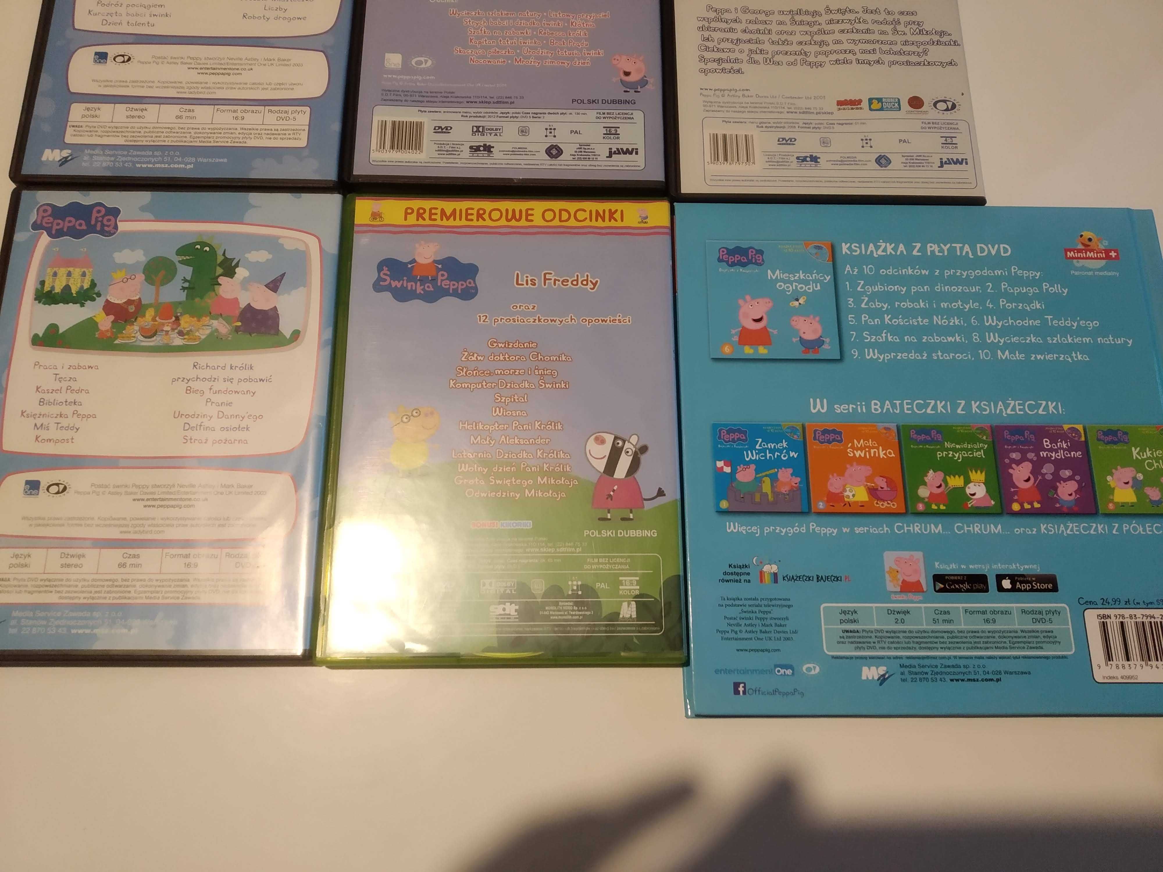 Zestaw bajek Masza i Niedźwiedź Peppa Smerfy Piosenki i inne na  DVD