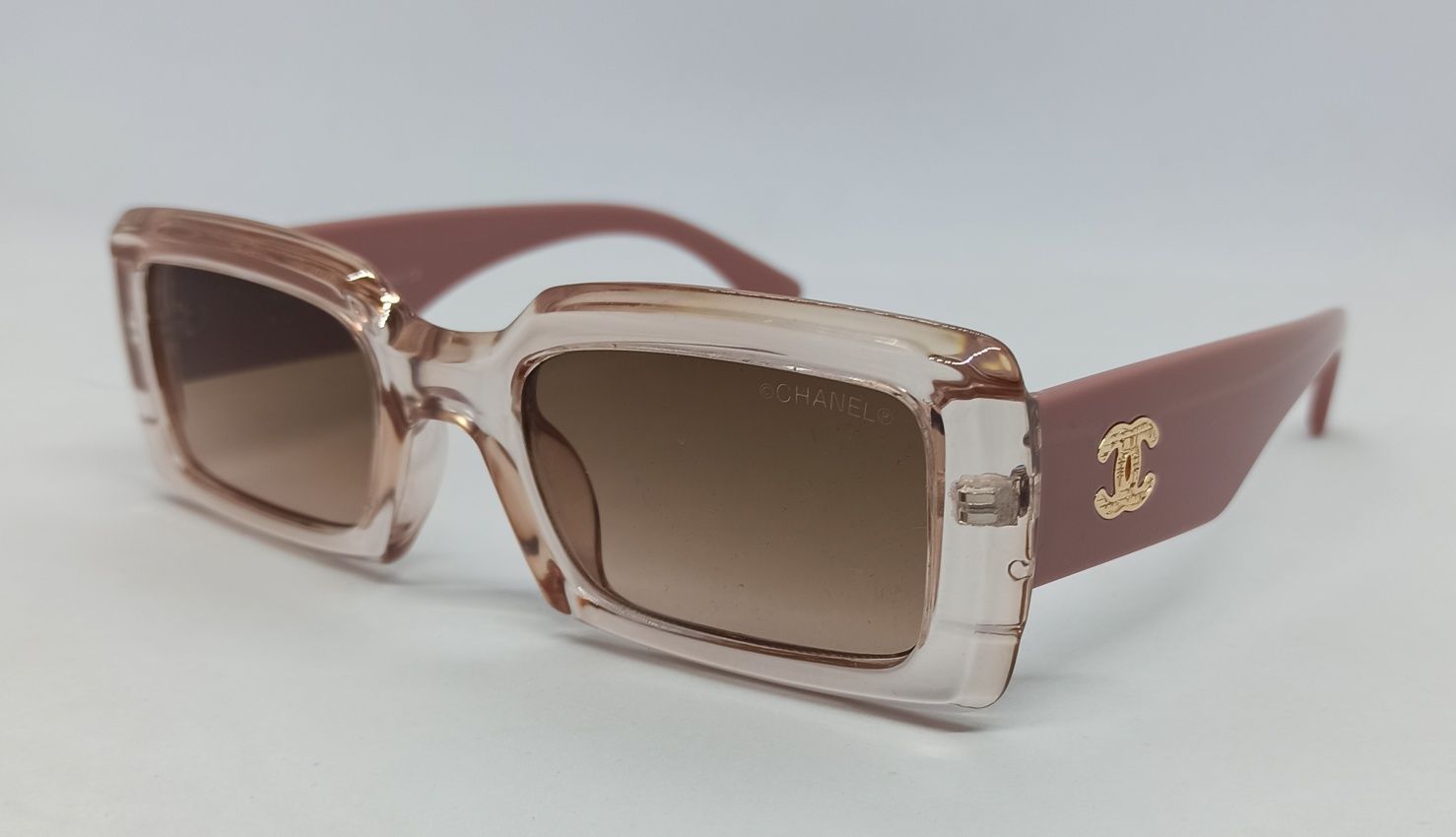Брендовые очки женские розово пудровые линзы коричневый градиент 2090