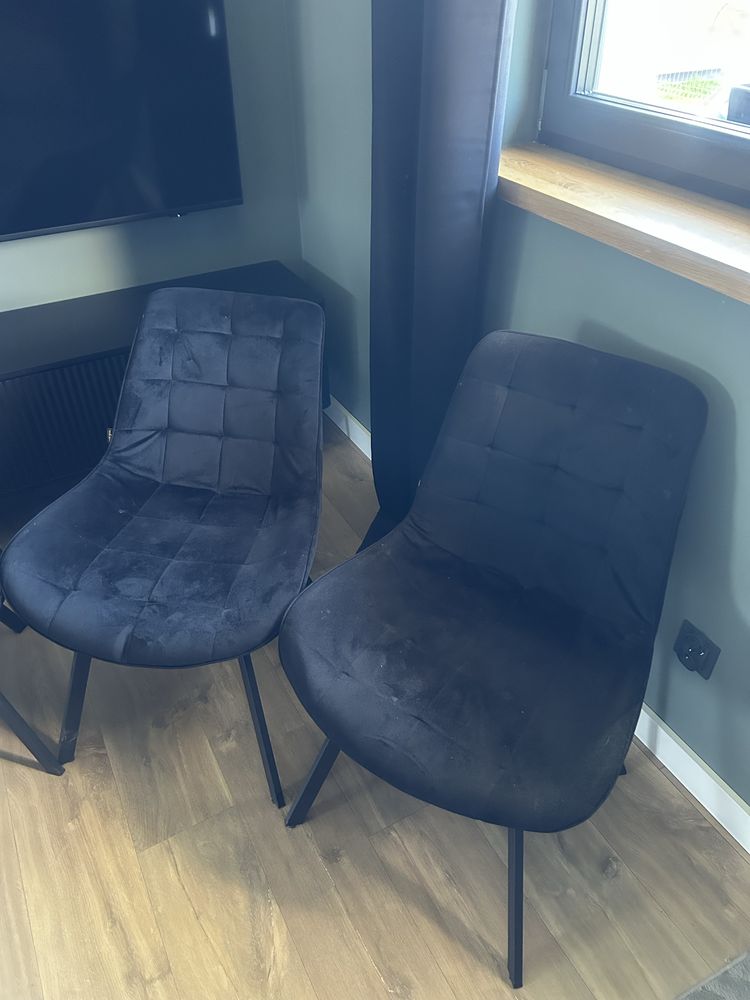 4x krzesla czarny weleur