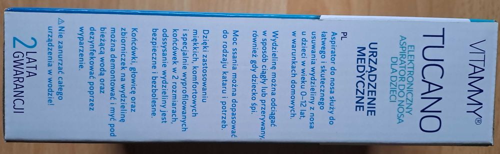 Aspirator Do Nosa Elektryczny VITAMMY TUCANO Na gwarancji