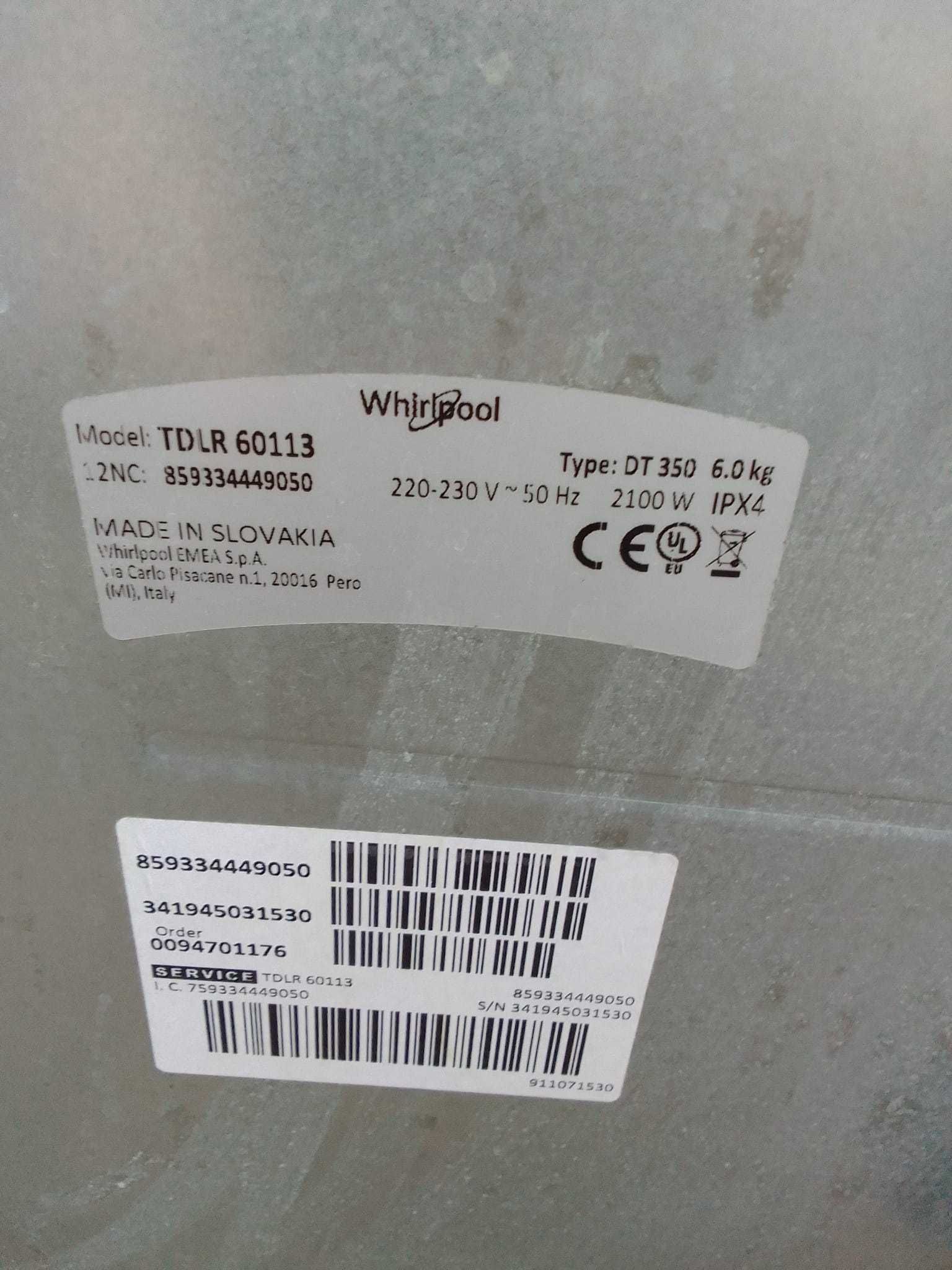 Pralka ładowana od góry WHIRPOOL TDLR 60113 Zadbana WAWA