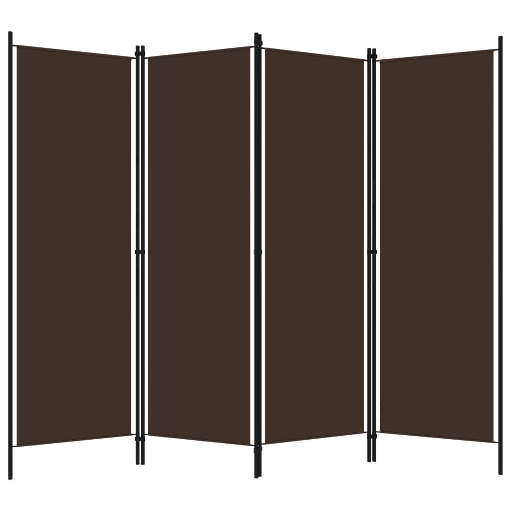 vidaXL Parawan 4-panelowy, brązowy, 200 x 180 cm