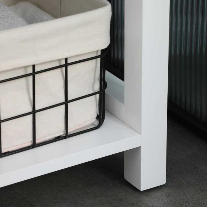 Kleankin Armário Coluna Casa de Banho com 2 Portas de Vidro