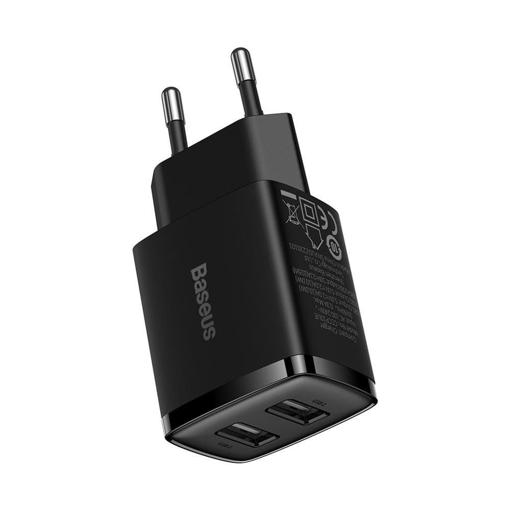 Baseus Compact Szybka Ładowarka Sieciowa 2xUSB Czarna 10,5W Sklep Wawa