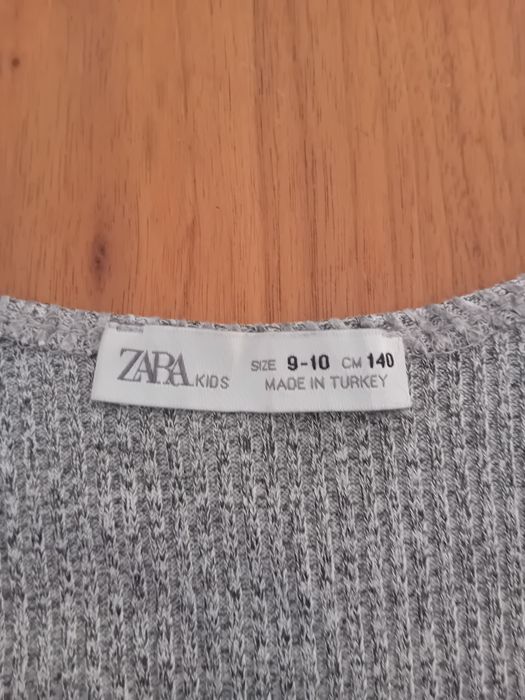 Camisola curta de manga comprida cinzenta, para criança