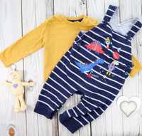 F&F | DEBENHAMS | zestaw ogrodniczki i bluzeczka 6-9m 74