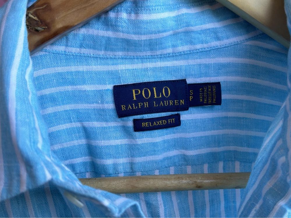 Damska Koszula Lniana Polo Ralph Lauren Relaxed Fit Len Błękitna roz S