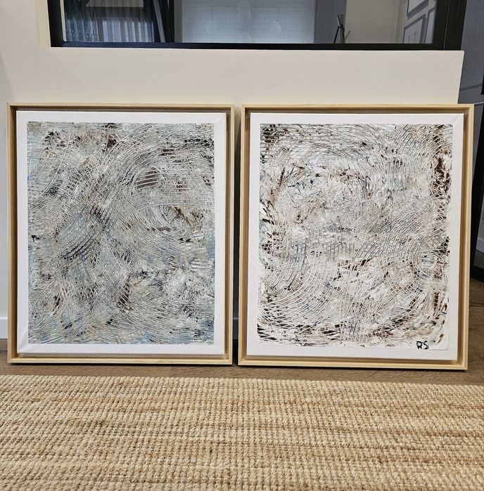 Quadro em gesso acrilico com moldura em pinho - 75*65 cm