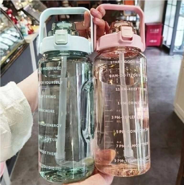 BIDON 2L butelka 2000ml z czasem picia wody GRATIS naklejki 2D/3D FIT