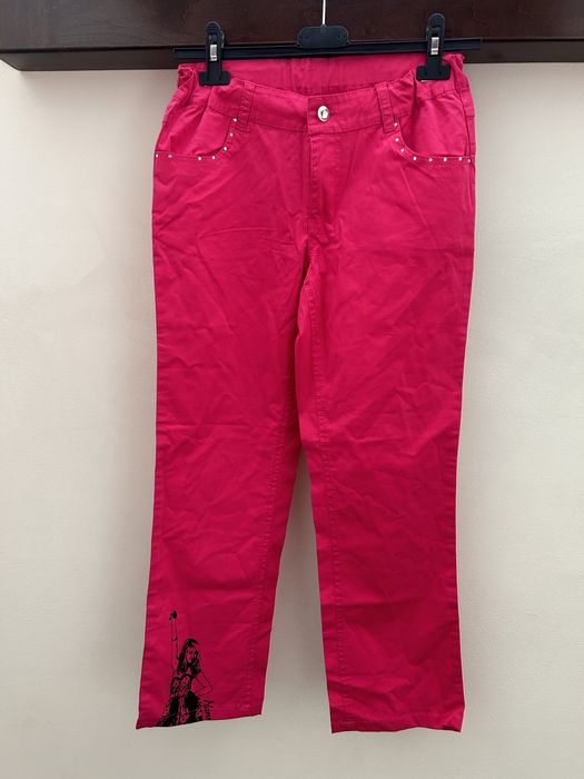 Bawełniane różowe proste spodnie hannnah montana disney r. 164