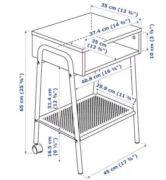 Ikea Nowy Stolik nocny Zapakowany SETSKOG Czarny 45 x 35 x 65 cm