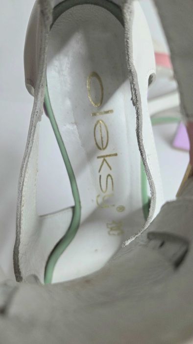 Buty damskie sandały skórzane multikolor na słupku Oleksy 38