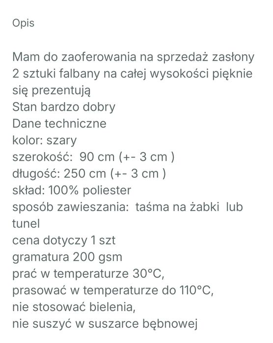 Sprzedam zasłony welurowe falbany
