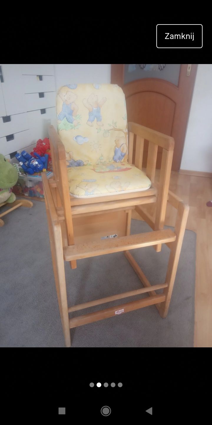 Krzesełko do karmienia razem z stołem Kettler niemiecki drewniane