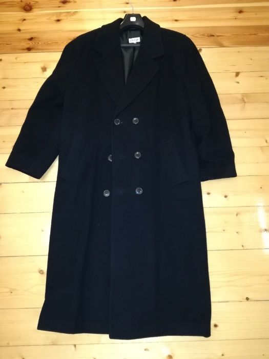 płaszcz męski ELEDI klasyczny długi czarny flausz