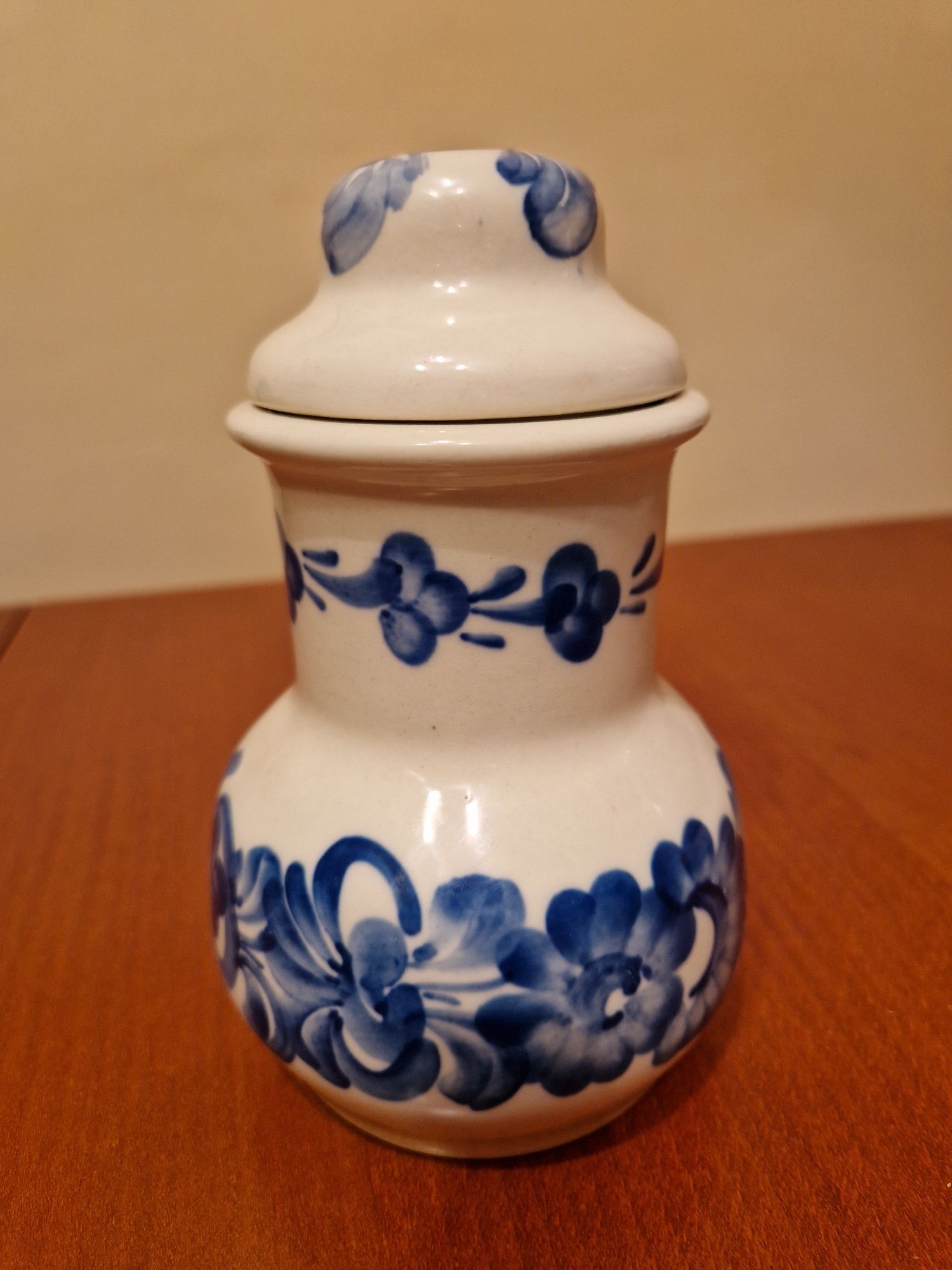 Pojemnik fajansowy ręcznie malowany Włocławek ceramika PRL vintage