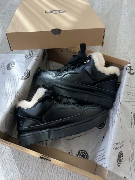 Уггі 36-45 UGG Lowmel Sneaker Black Leather premium угги шкіряні