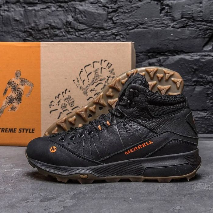 Кросівки чоловічі зимові шкіряні на хутрі Merrell GQ 40-45р Black Brow