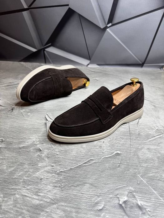 Лоферы замшевые мужские LORO PIANA Choco! Туфли Лоферы Коричневые!