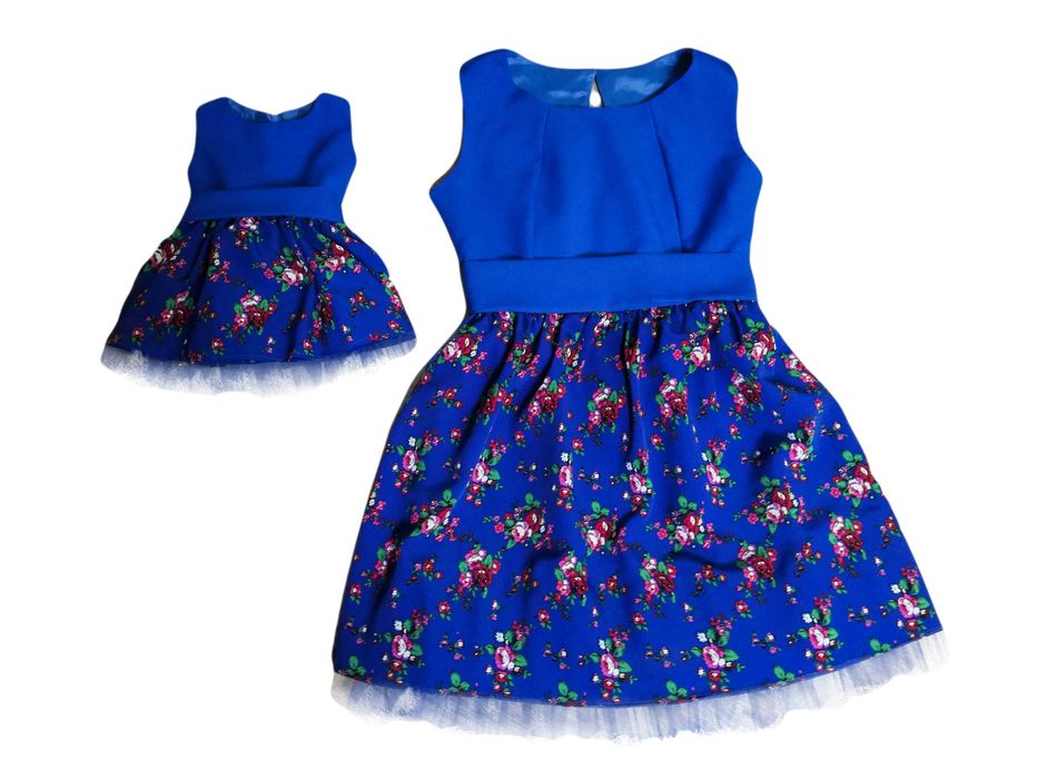 sukienka mama i córka, komplet folk, kwiaty