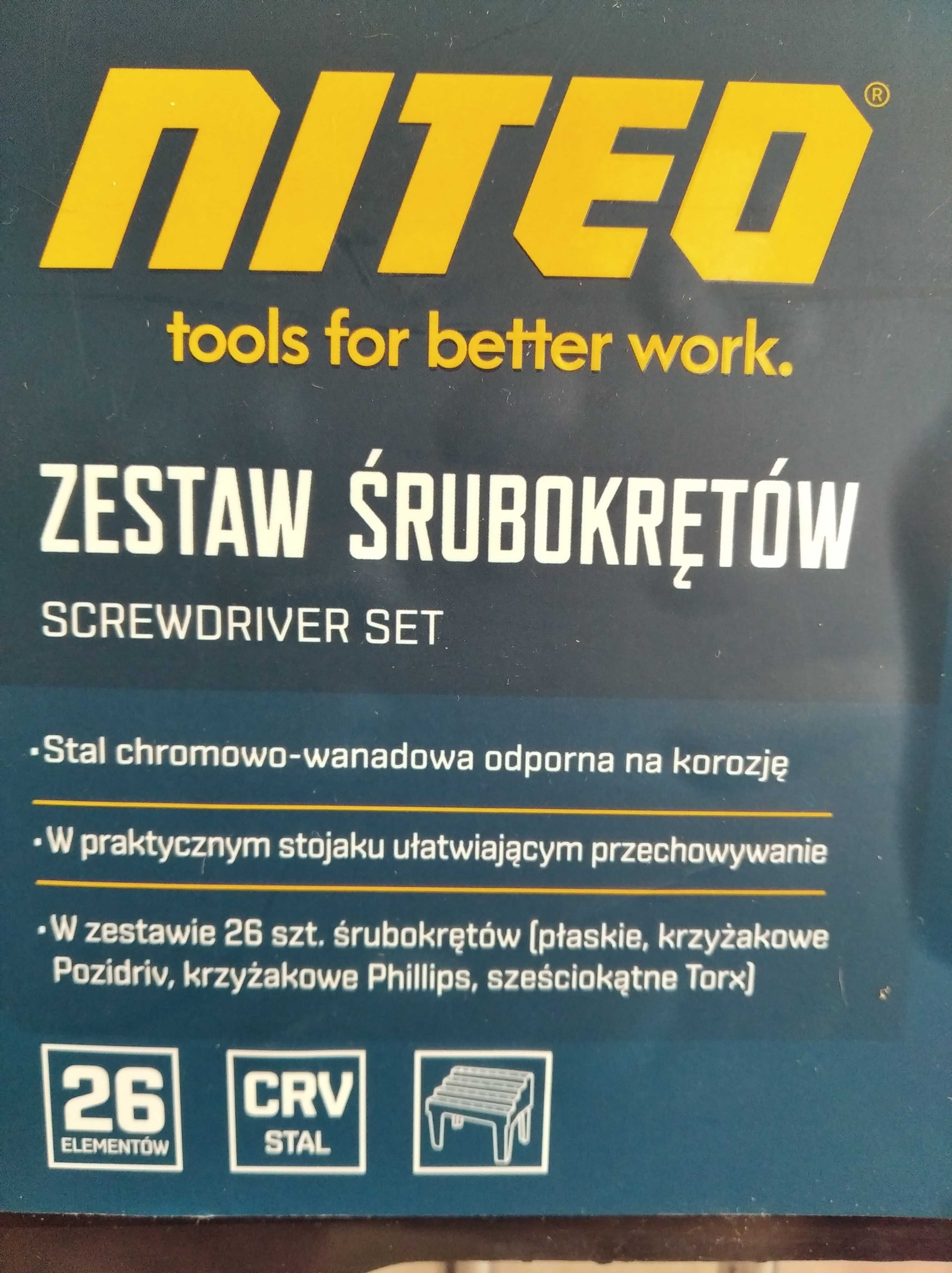 Zestaw Ręcznych Śrubokrętów Płaskie Krzyżakowe 26szt + Stojak POCZTEX