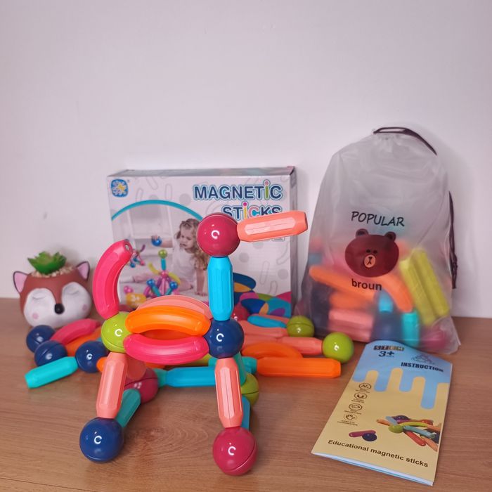 Конструктор магнітний,3D конструктор магнітний,палички,кульки,стіки