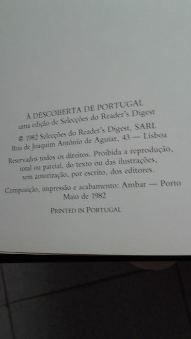 Livro "Á Descoberta de Portugal" Edição de 1982