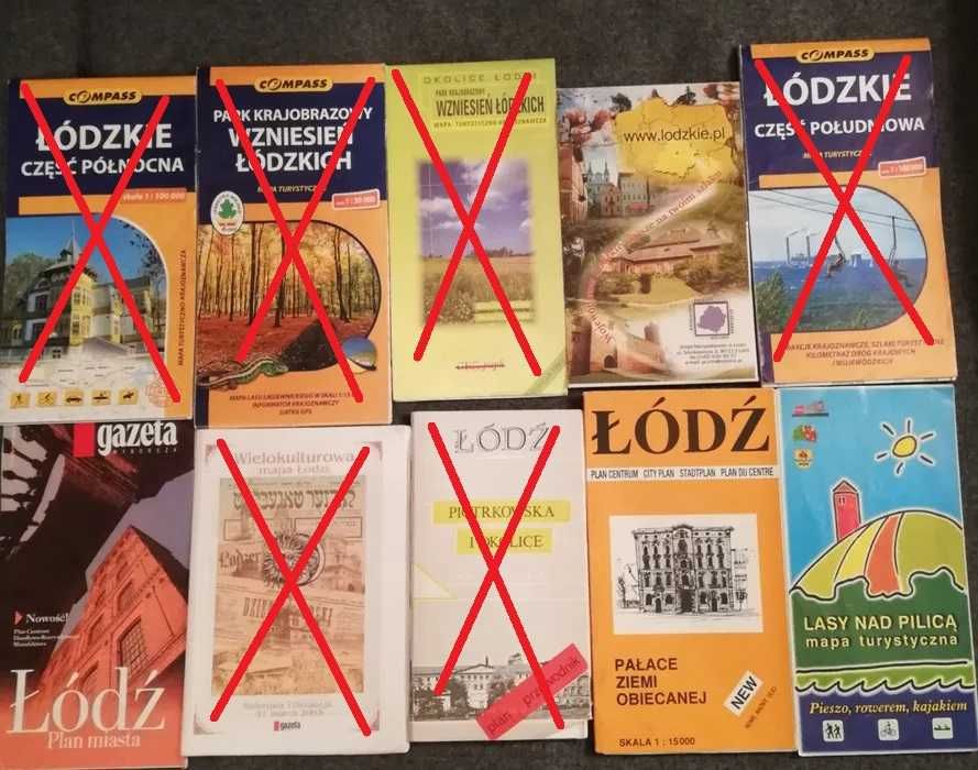 Mapy, stare, Łódź i różne okolice