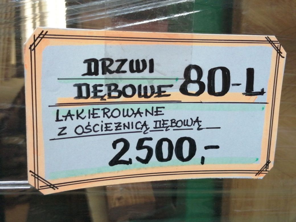 Drzwi dębowe dąb 80 L lewe z ościeżnicą