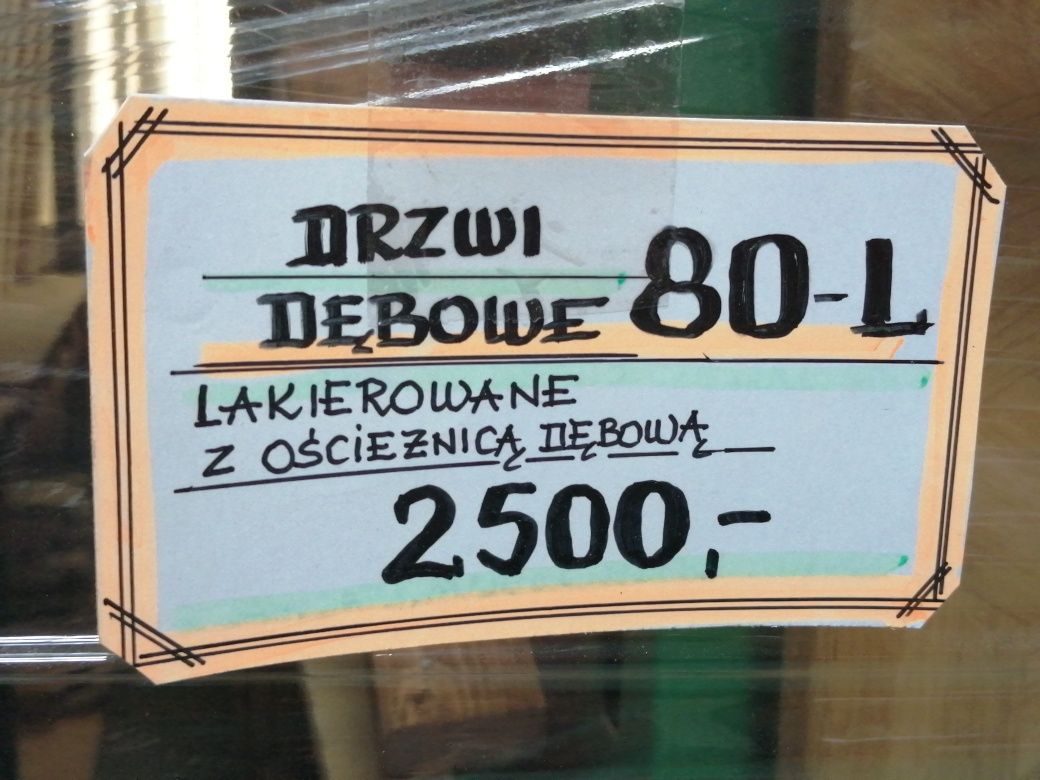 Drzwi dębowe dąb 80 L lewe z ościeżnicą