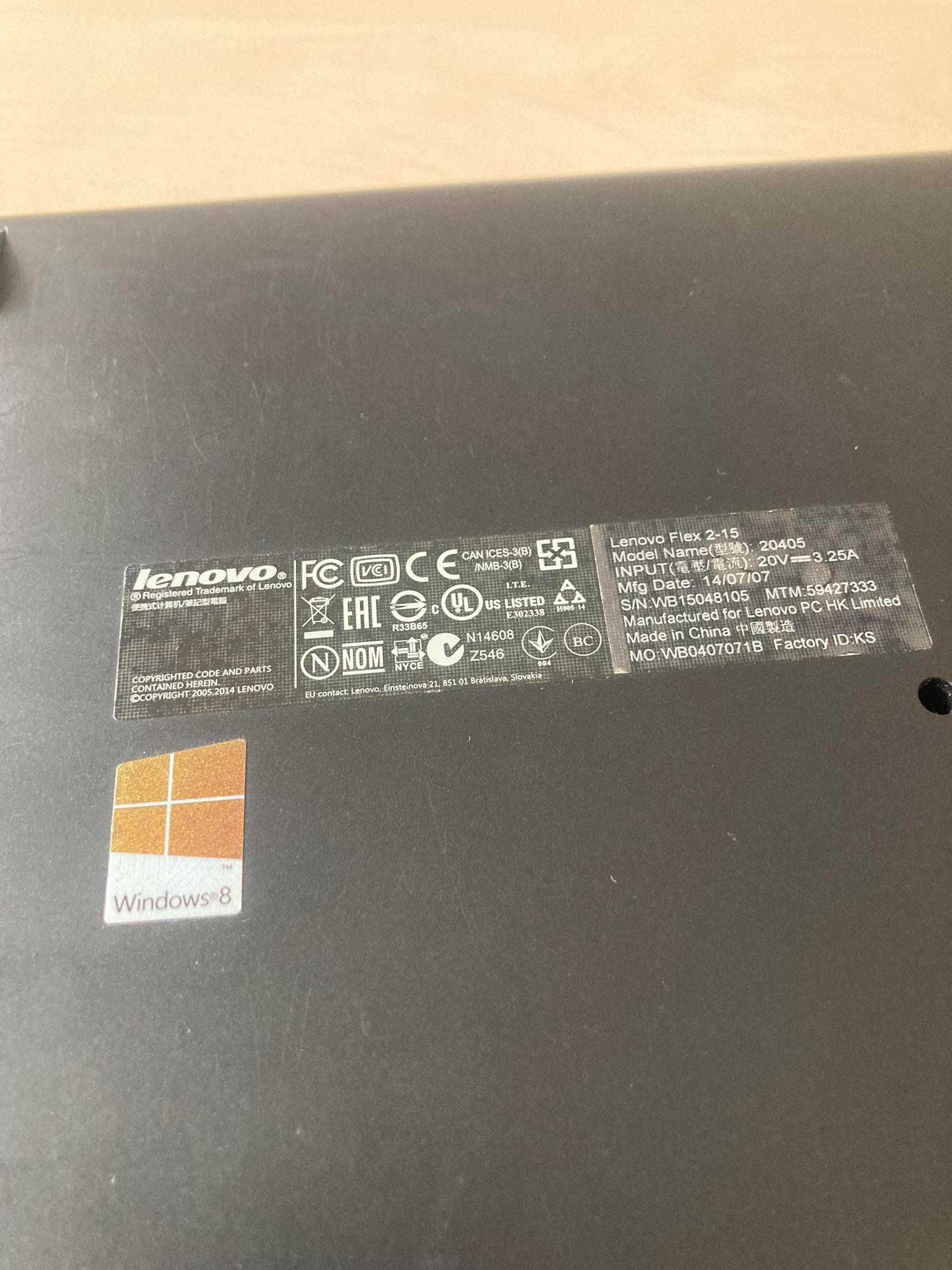 Używany laptop Lenovo Flex 2-15 model 20405, core i5 + ładowarka