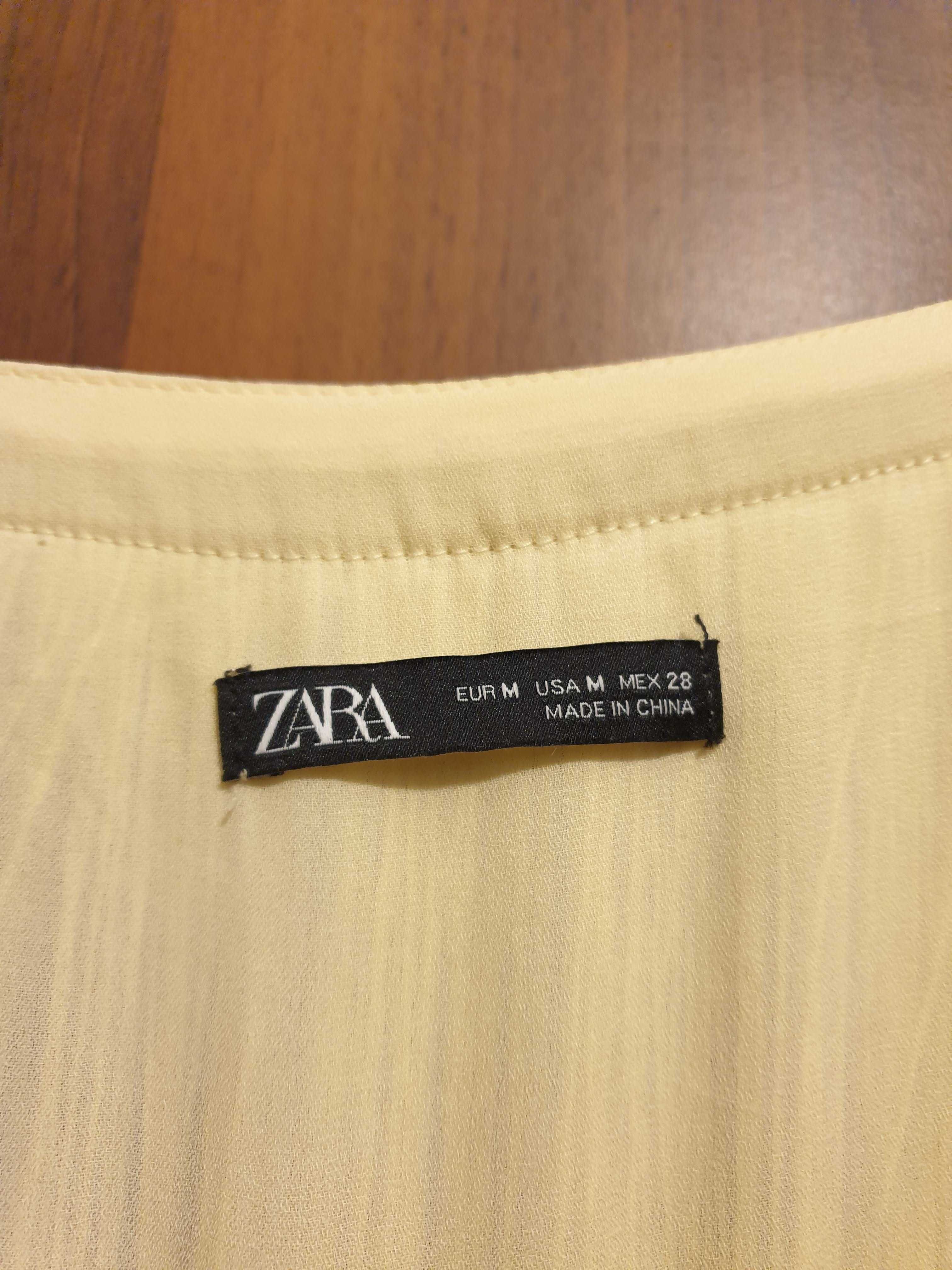 Żółta sukienka, frędzle ZARA, rozmiar M