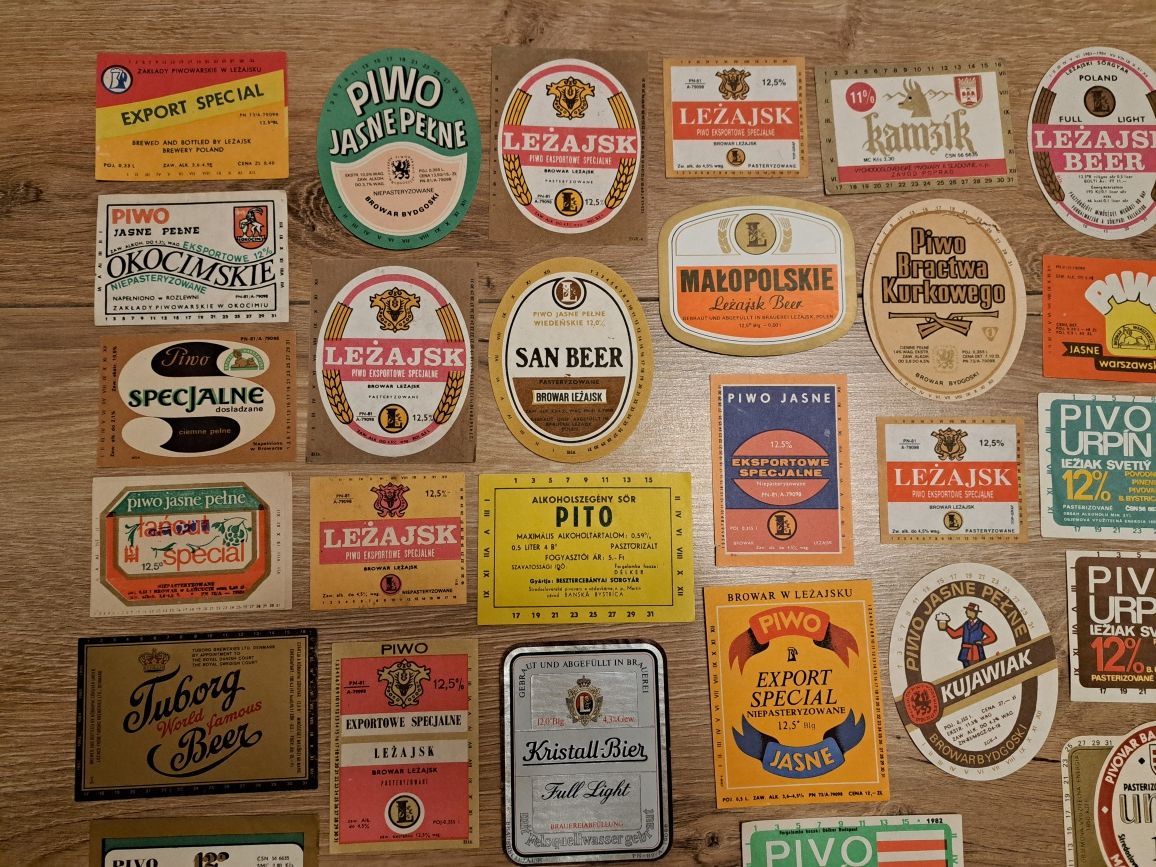 Stare etykiety z piw PRL piwa alkohol