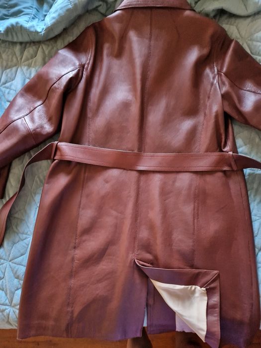 Massimo dutti кожаный тренч плащ