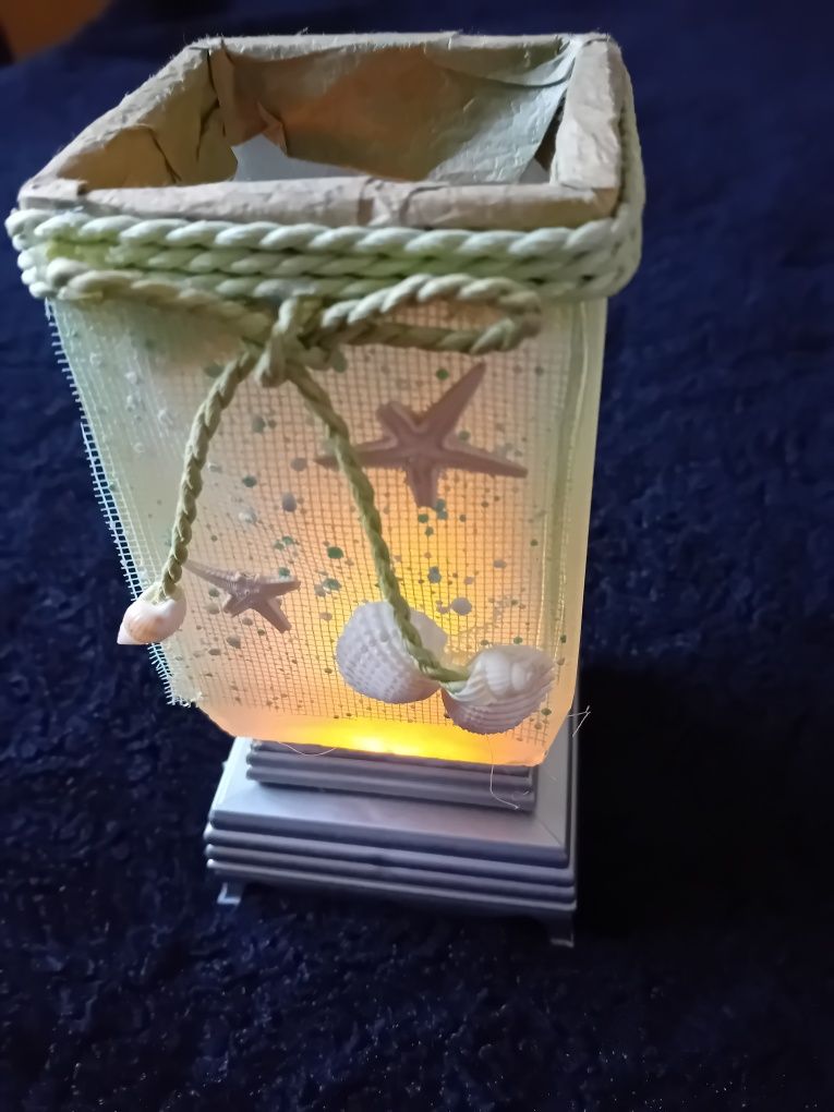 Lampion na świeczki podświetlany zielony