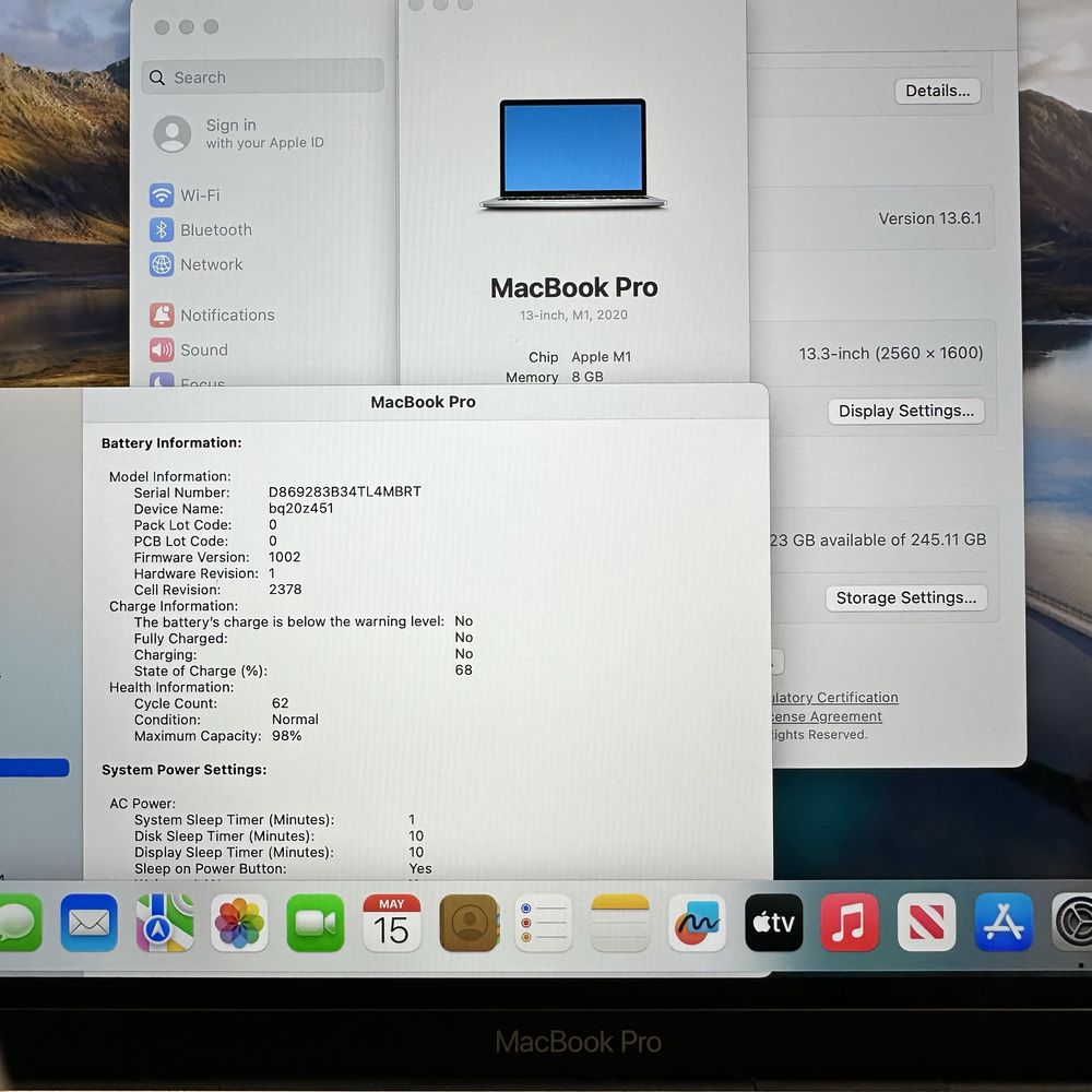 MacBook Pro 13" 2020 M1 Silver 8Gb 256GB SSD