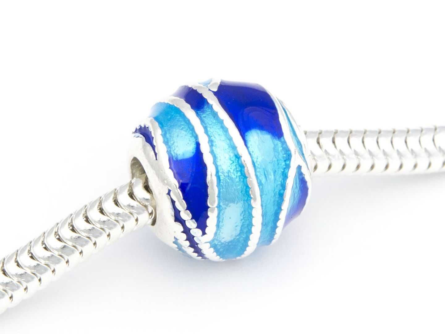 Srebrny 925 charms NOWY niebieska fala