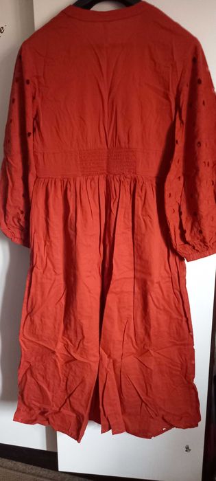Vestido novo, comprido, bordado, cor de tijolo, M/38 - Tiffosi