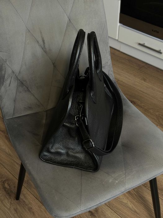 Шкіряна чорна жіноча сумка , сумка чорна шкіра