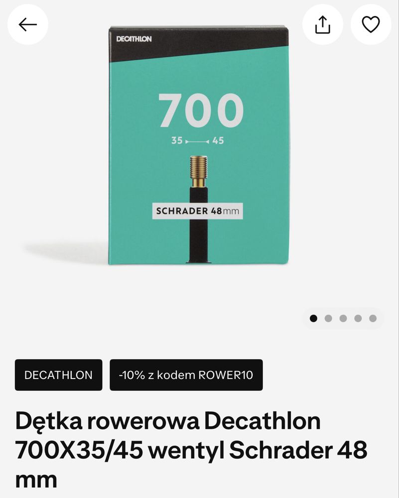 Dętka rowerowa Decathlon 700X35/45 Wentyl schrader 48mm