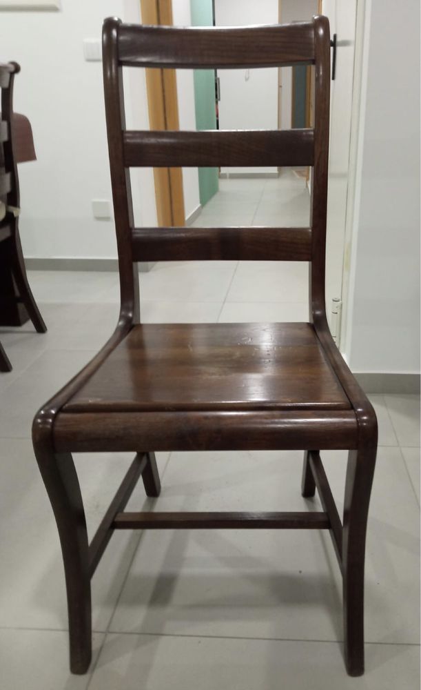Mesa e 10 cadeiras castanho maciço 200x100
