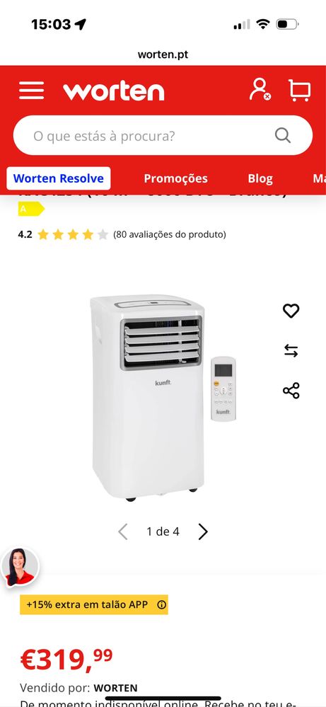 Ar Condicionado Portátil KUNFT - 8000 BTU -