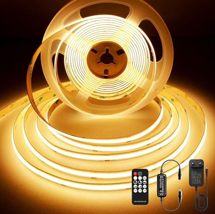 Taśma LED AXMOTUT 3m, Taśma LED COB, Ciepła biel 2700K, Taśma świetlna