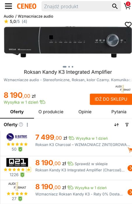 Wzmacniacz Roksan K3 + CD + DAC.  (RRP  23 899 zł)