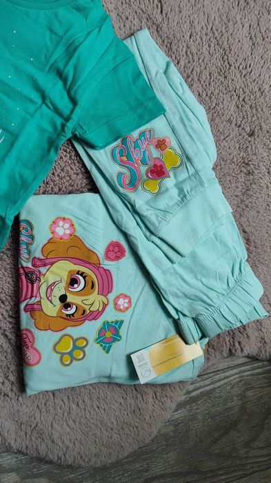 2 piżamy bawełniane zestaw Psi Patrol + jednorożec rozm. 98/104