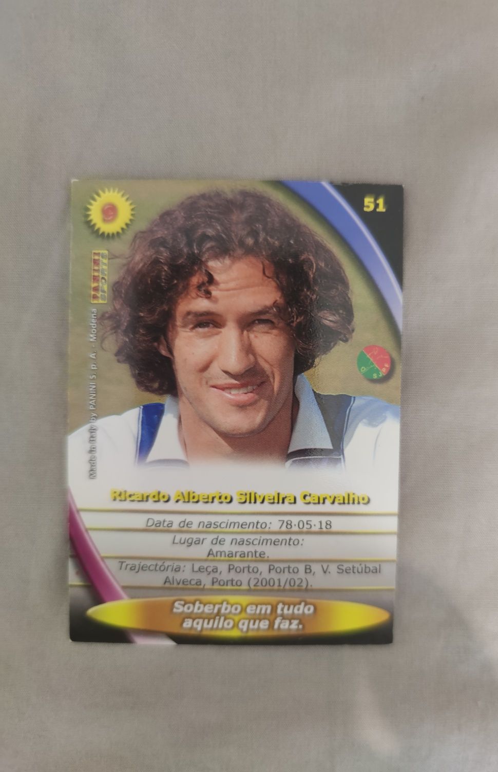 Carta Panini Mega Craques Ricardo Carvalho FCP excelente estado