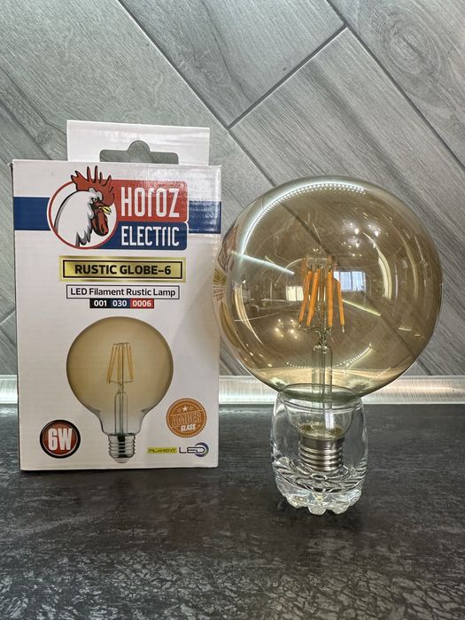 Лампа вінтажна світодіодна Rustic globe 6 6-W Filament Led 2200K