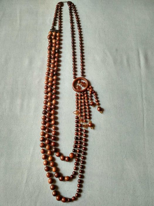 Деревянные бусы, намисто, сережки