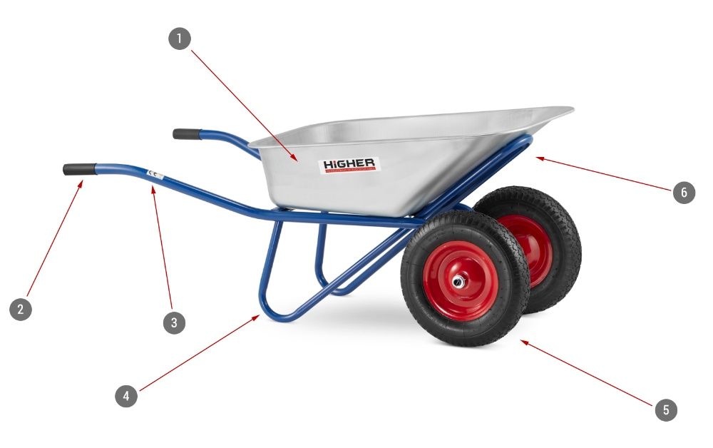 Koleba taczka ogrodowa HIGHER 130L mocna 210kg